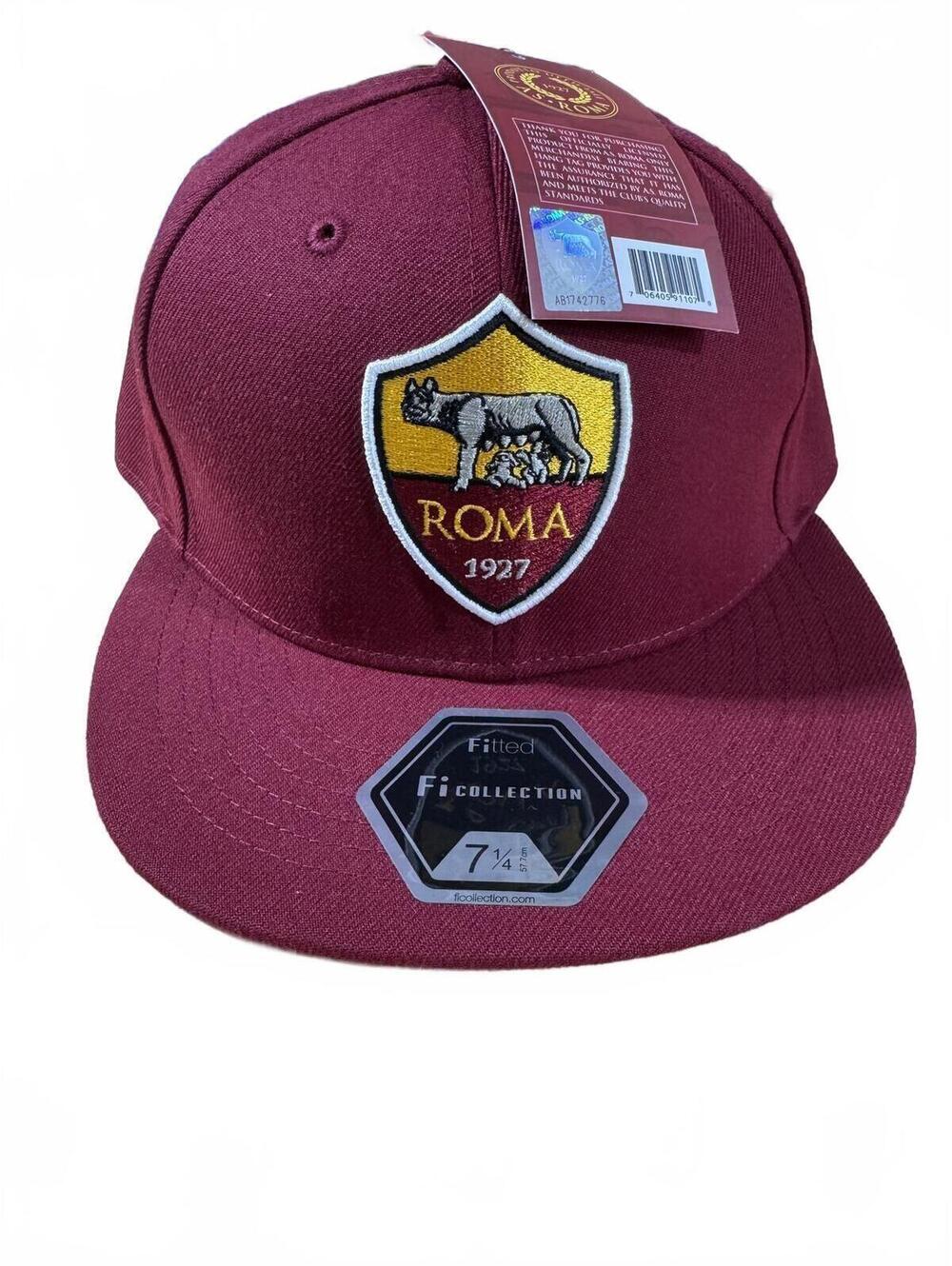 AS Roma Soccer Club Fitted Cap 7 1/4 Burgundy Hat
